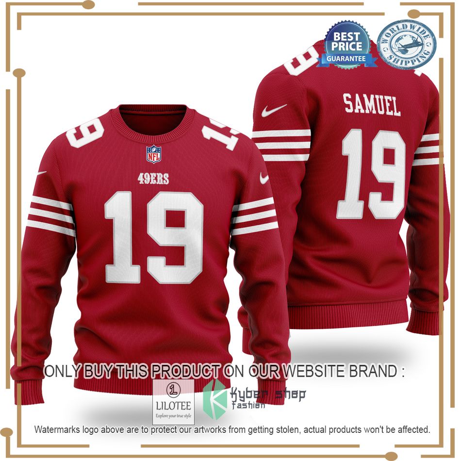 deebo samuel 19 san francisco 49ers nfl red wool sweater 1 117