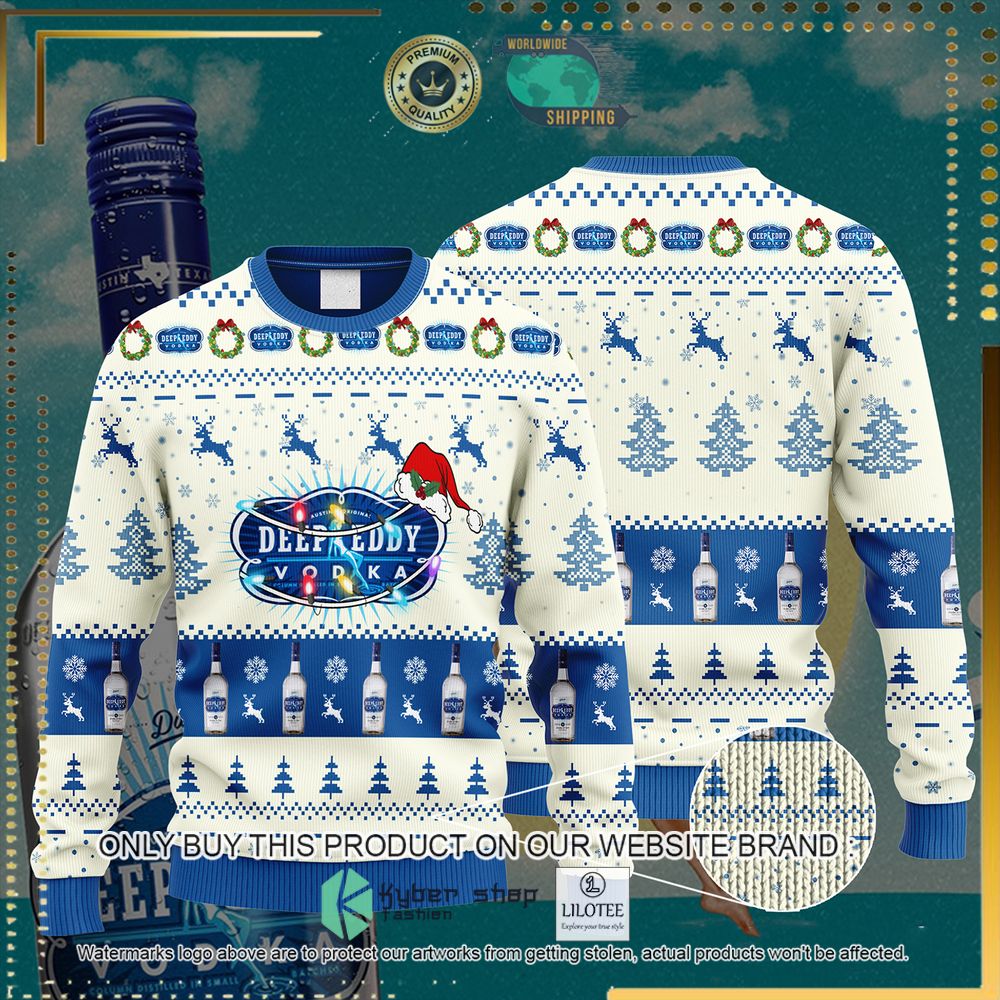 deep eddy vodka santa hat knitted christmas sweater 1 64636