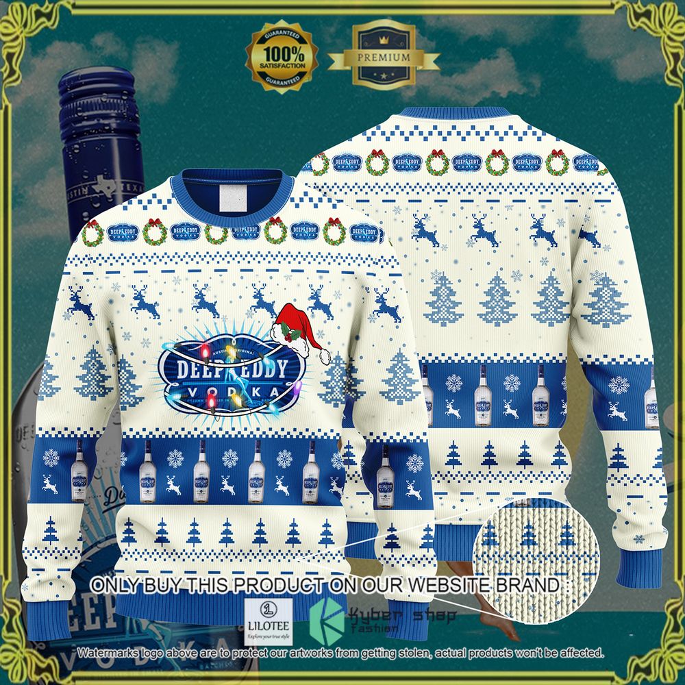 deep eddy vodka santa hat knitted christmas sweater 1 85915