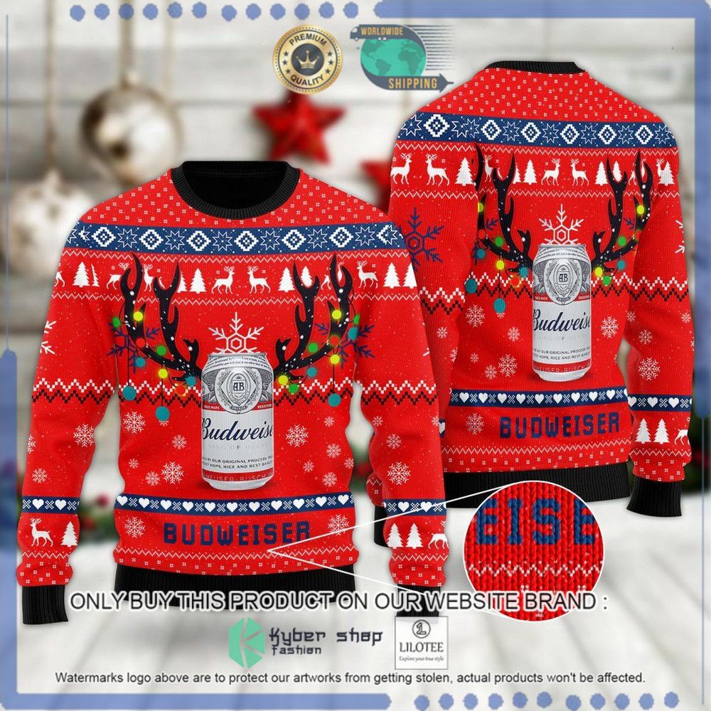 deer budweiser red christmas sweater 1 2516