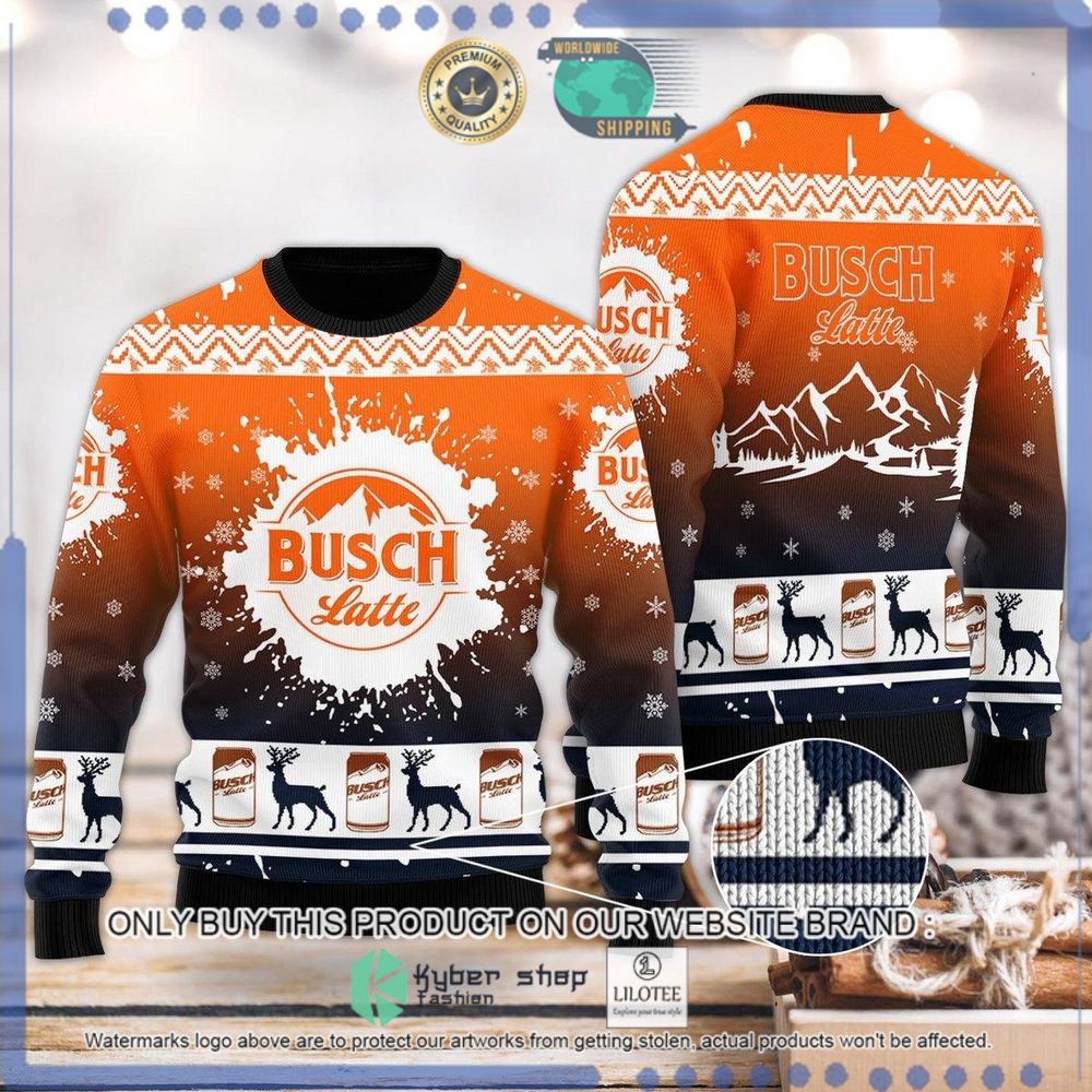 deer busch latte orange white black christmas christmas sweater 1 2490