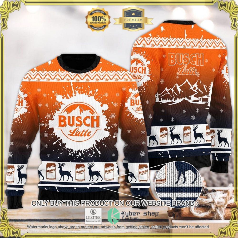 deer busch latte orange white black christmas christmas sweater 1 50062