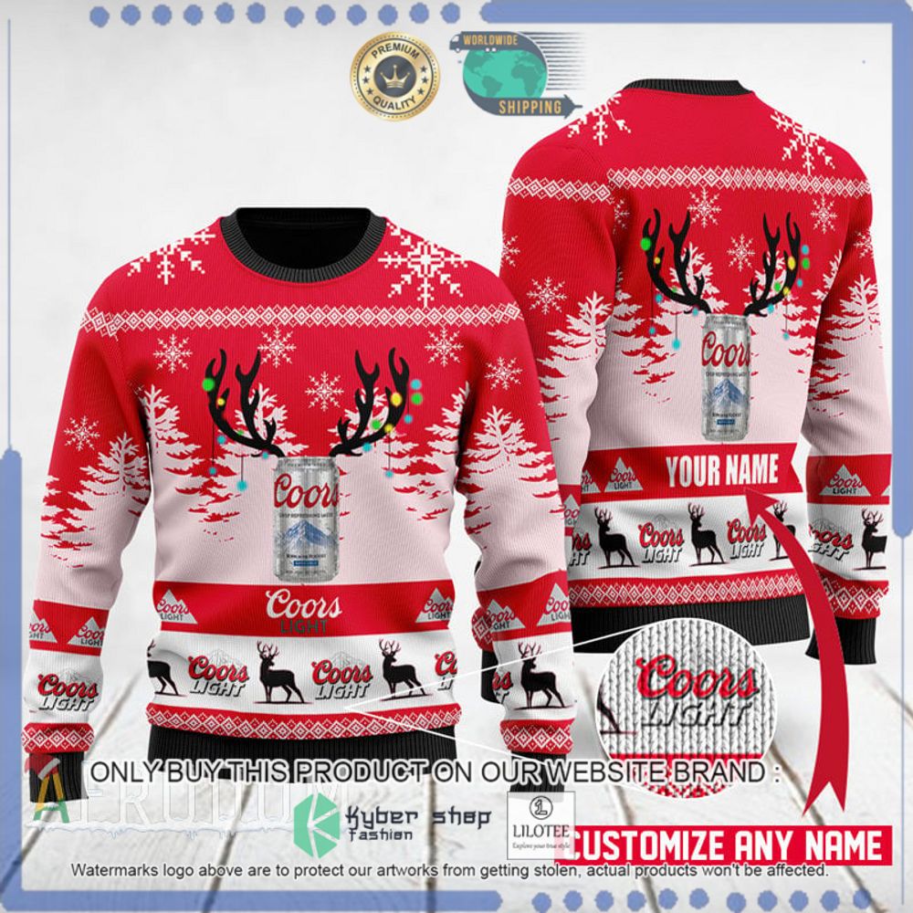 deer coors light your name christmas sweater 1 37386