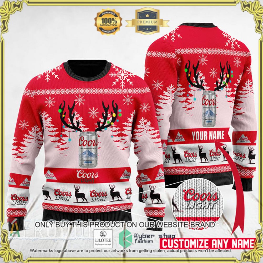 deer coors light your name christmas sweater 1 66293