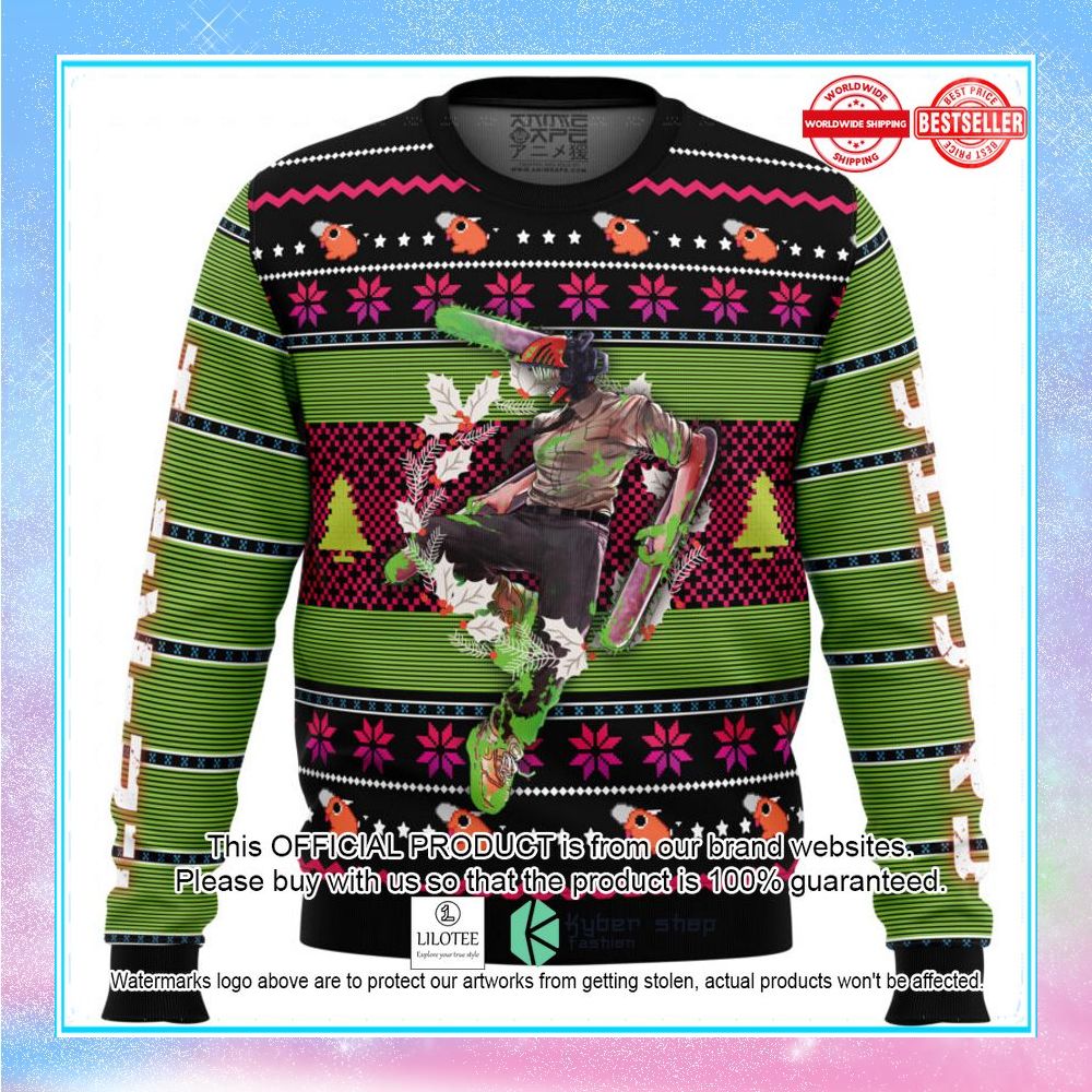 denji chainsaw man sweater christmas 1 400