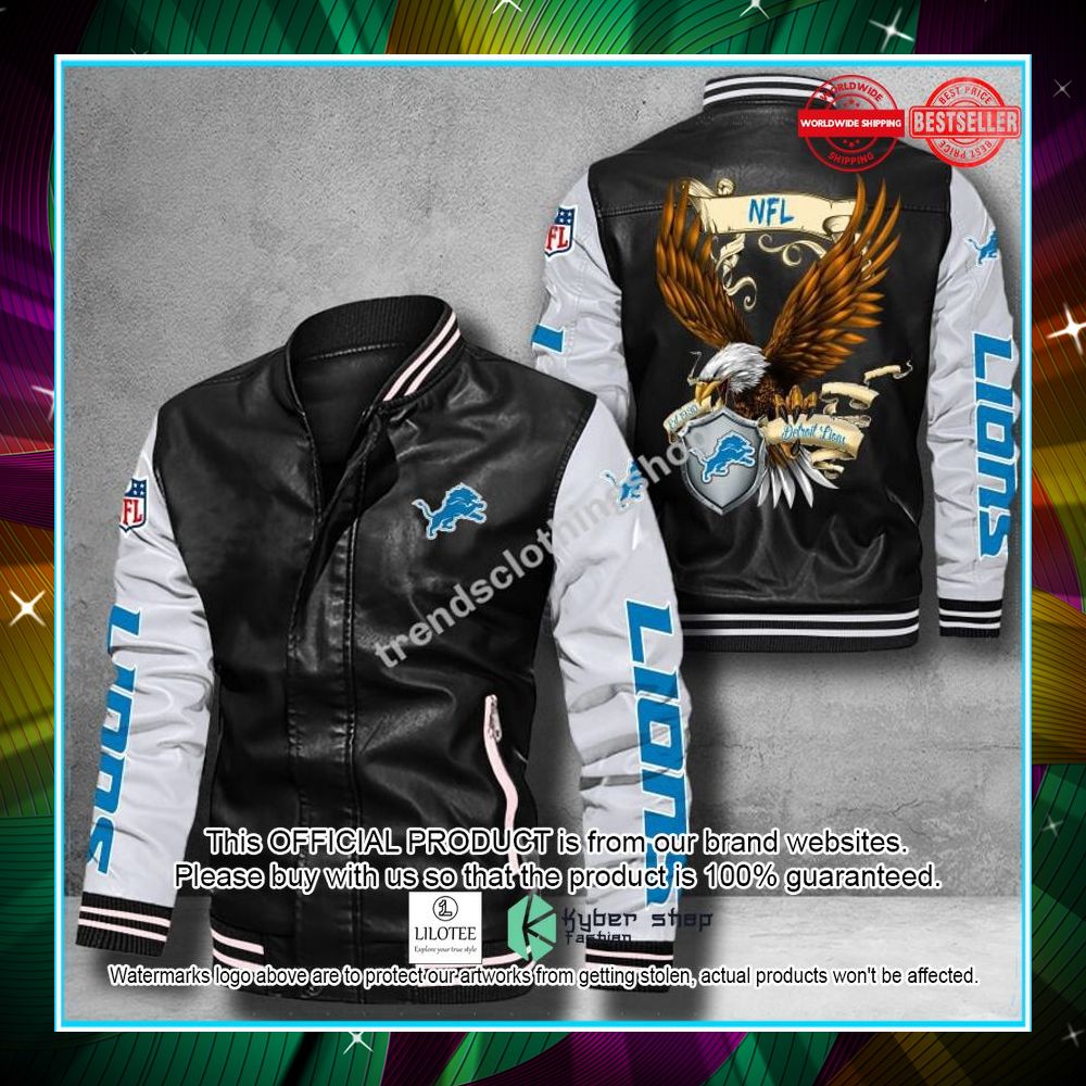 detroit lions nfl eagle leather bomber jacket 1 366