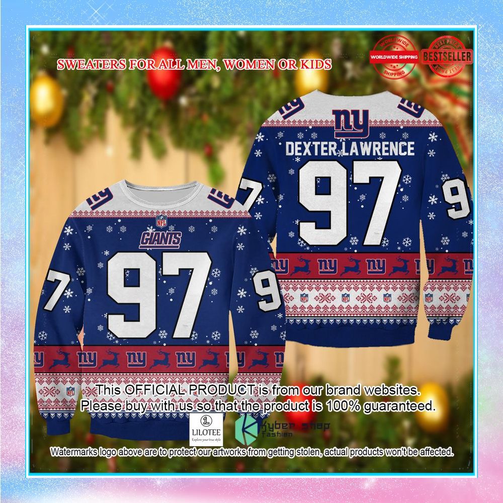 dexter lawrence new york giants christmas sweater 1 973