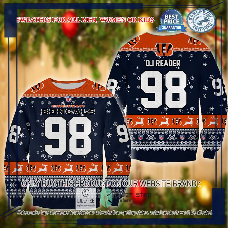 dj reader cincinnati bengals christmas sweater 1 86716