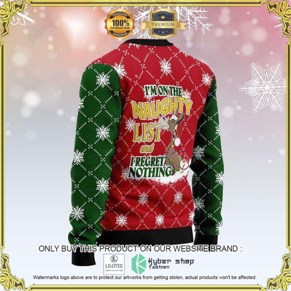 donkey im on the naughty list and i regret nothing christmas sweater 1 56353
