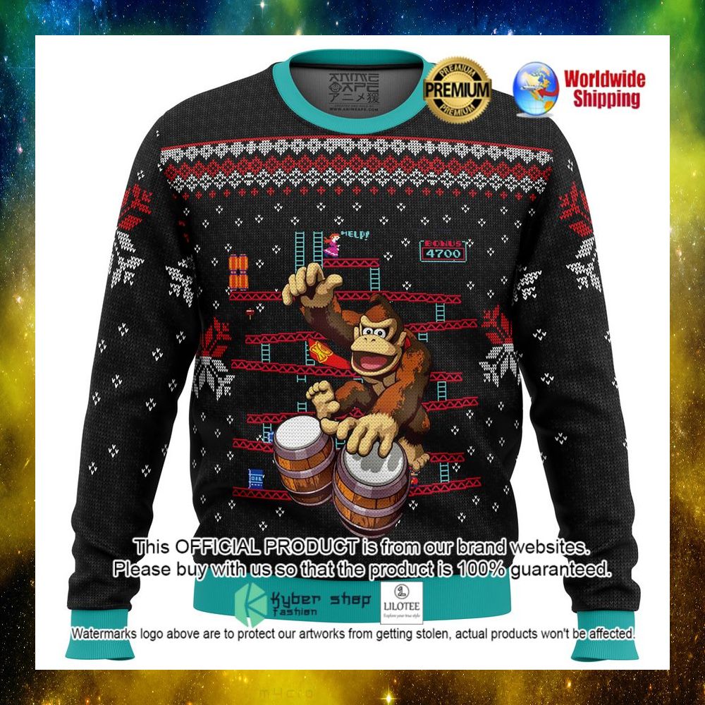 donkey kong drums christmas sweater 1 324
