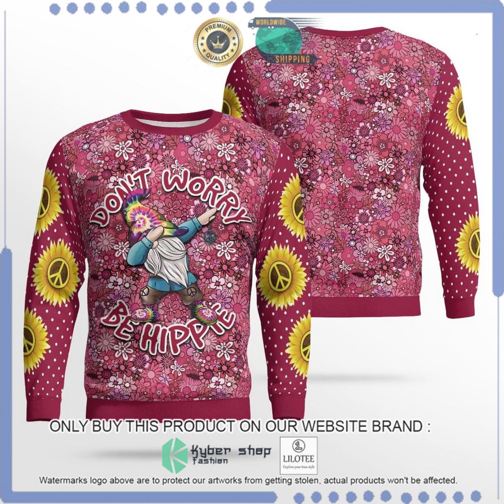 Don't Worry Be Hippie Ugly Christmas Sweater - LIMITED EDITION 9