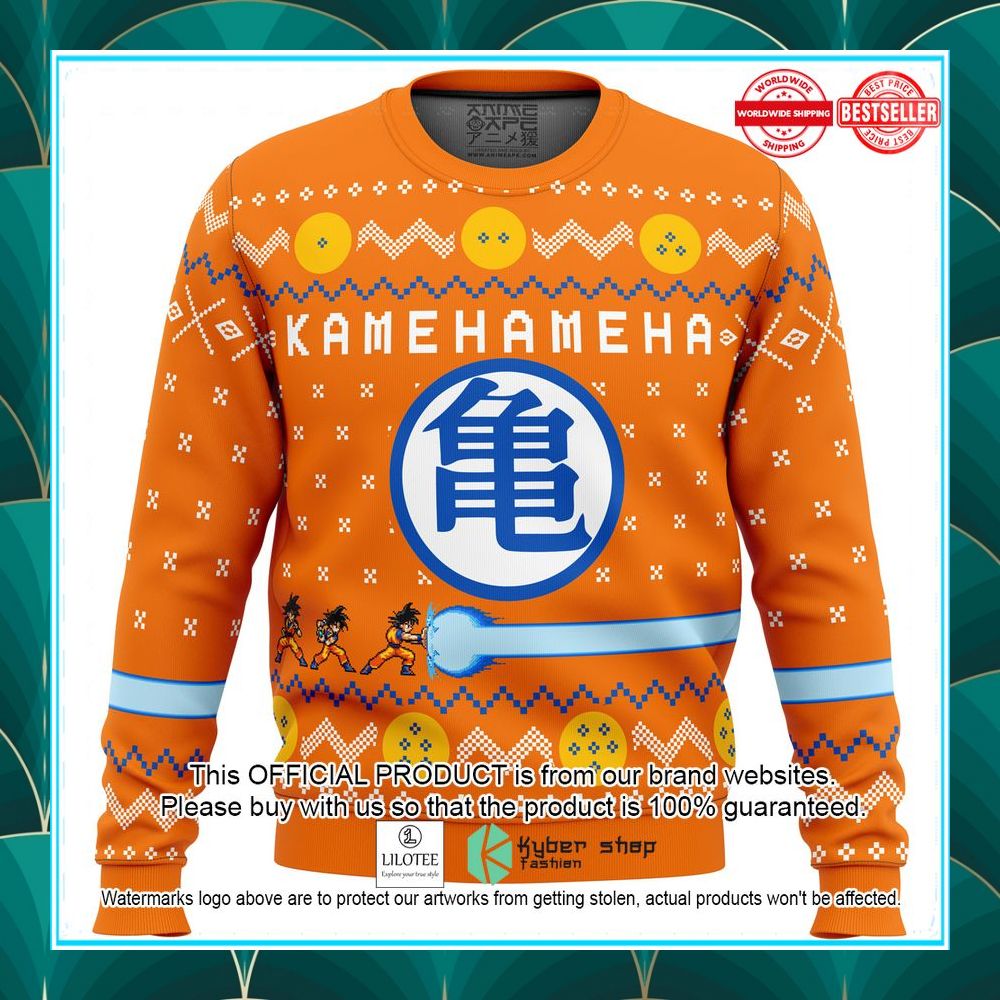 dragon ball z son goku kamehameha symbol orange sweater 1 791