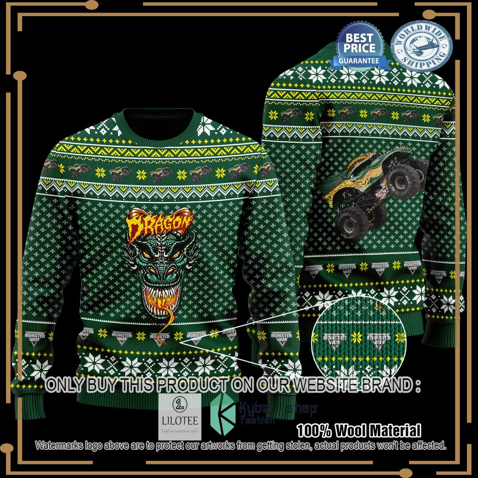 dragon monster truck knitted sweater 1 49358