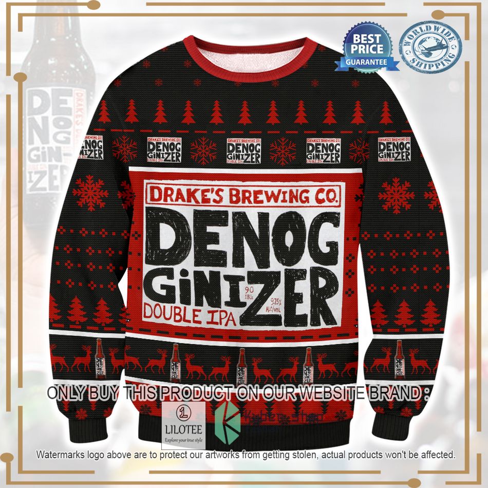 drakes denogginizer beer ugly christmas sweater 1 27236