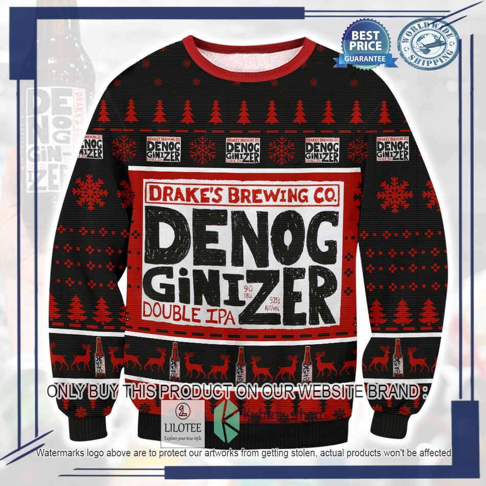 drakes denogginizer beer ugly christmas sweater 1 36974