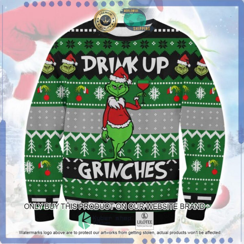 Drink up Grinches Pattern Ugly Christmas Sweater - LIMITED EDITION 8