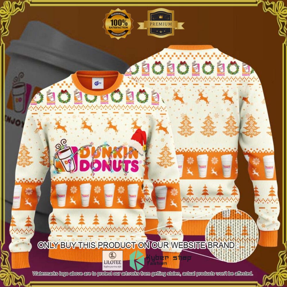 dunkin donuts santa hat knitted christmas sweater 1 202