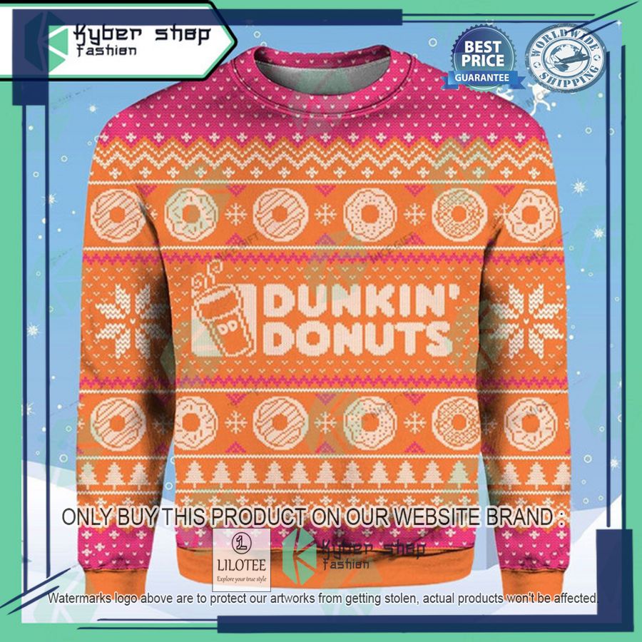 dunkin donuts ugly christmas sweater 1 3777