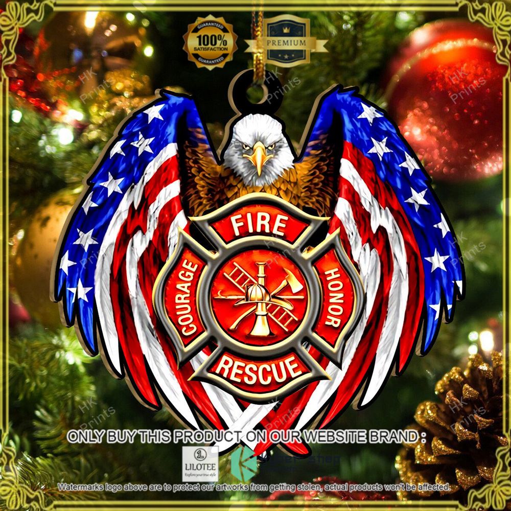 eagle us flag firefighter fire honor rescue courage christmas ornament 1 42647