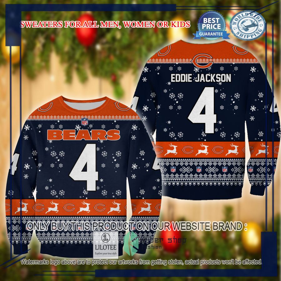 eddie jackson chicago bears christmas sweater 1 27480