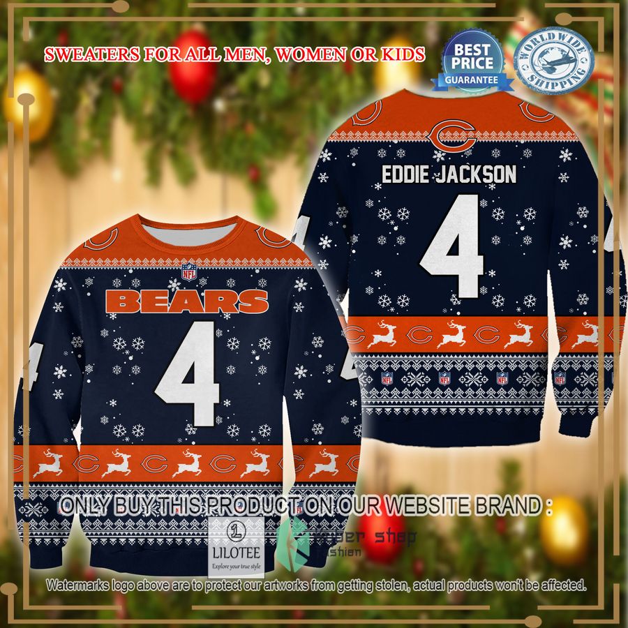 eddie jackson chicago bears christmas sweater 1 56044