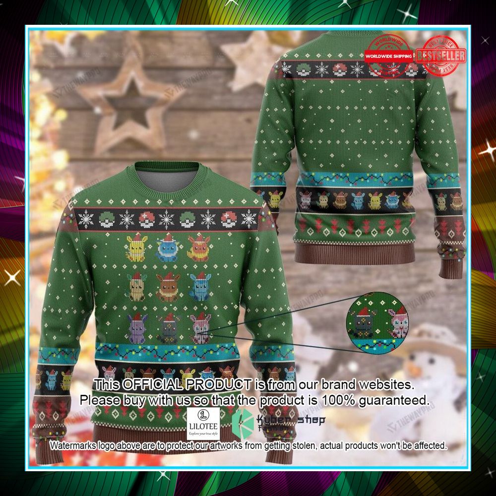 eevee evolution green christmas sweater 1 529