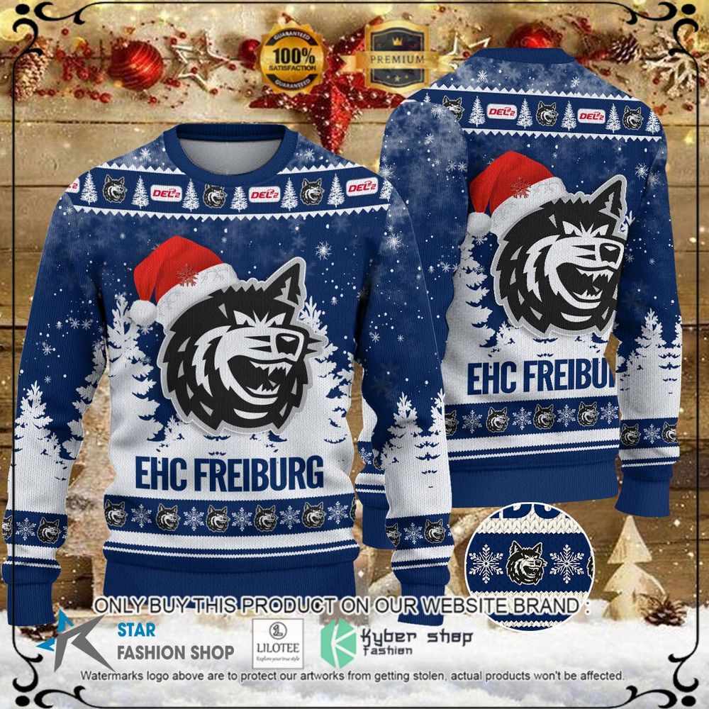 ehc freiburg blue white christmas sweater 1 58767