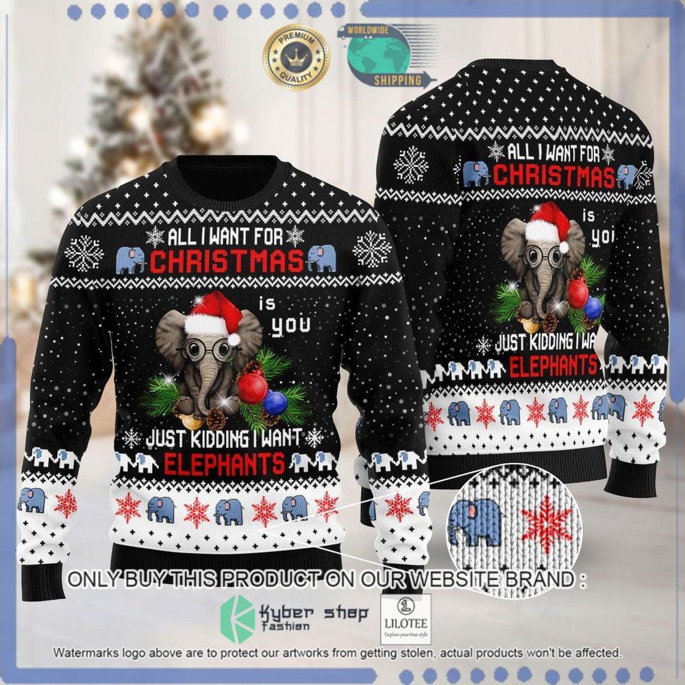 elephant all i want for christmas sweater 1 38640