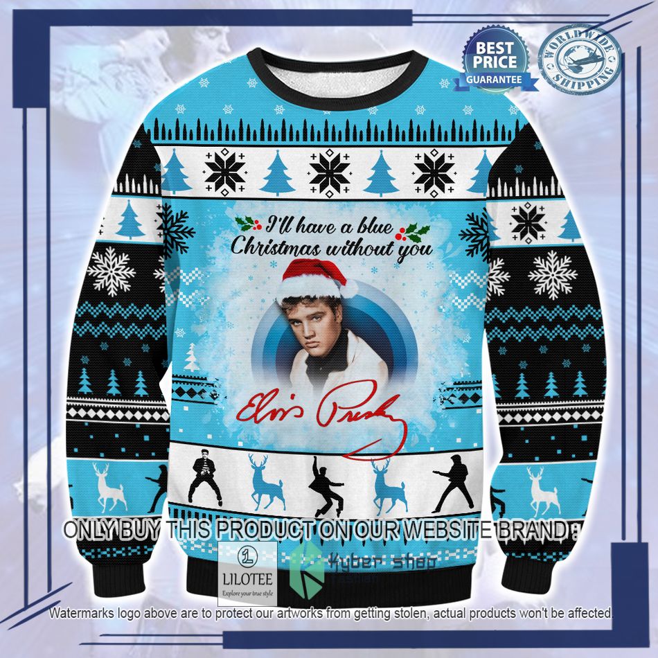 elvis presley ill have a blue christmas without you ugly christmas sweater 1 38141