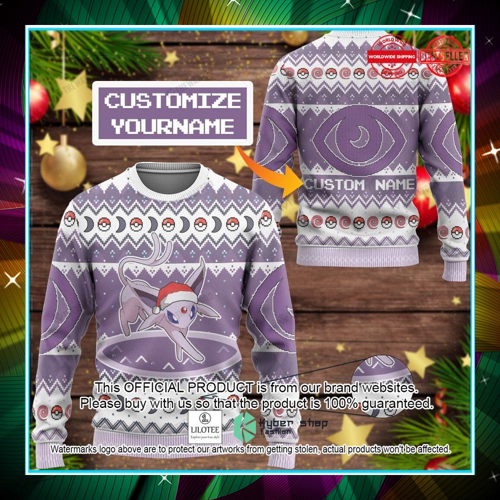 espeon custom name christmas sweater 1 412