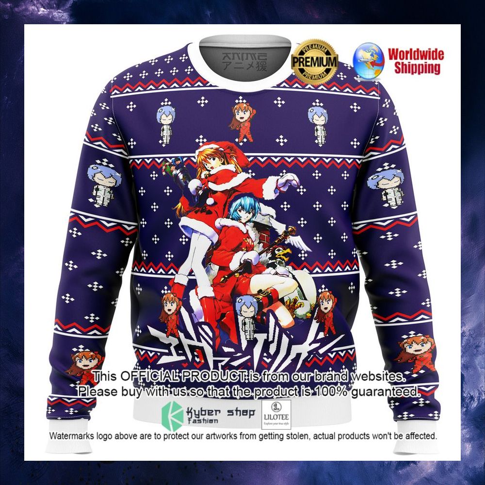 evangelion holiday anime christmas sweater 1 119