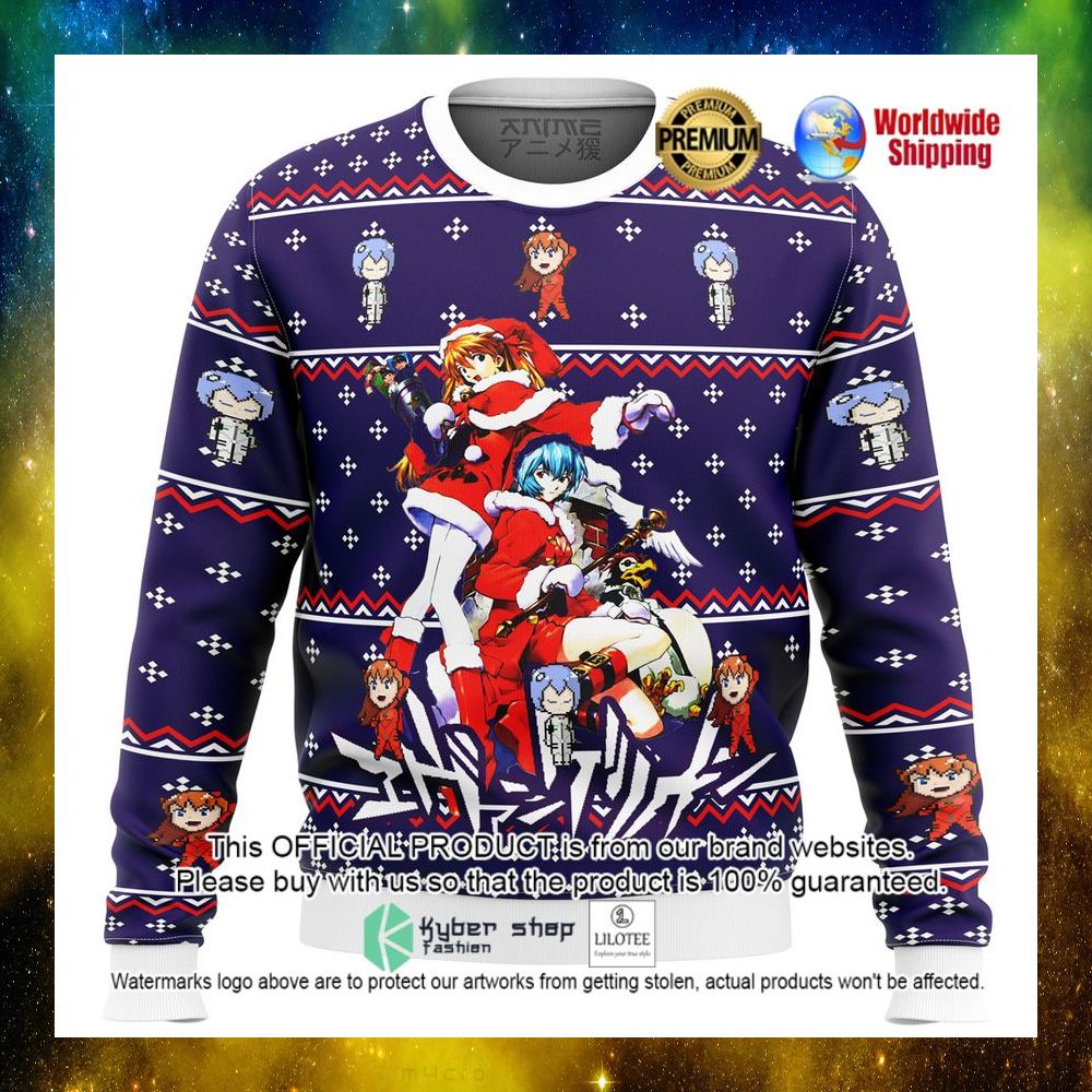 evangelion holiday anime christmas sweater 1 314