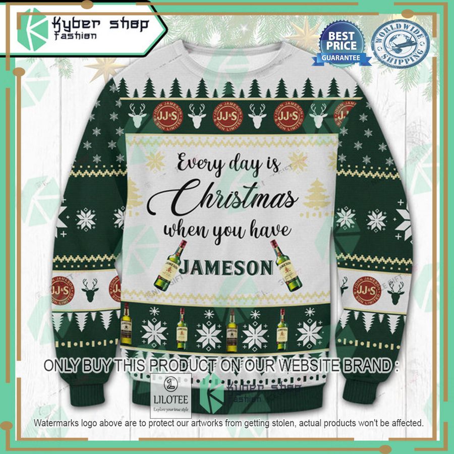 everyday is christmas when you have jameson irish whiskey ugly christmas sweater 1 18392