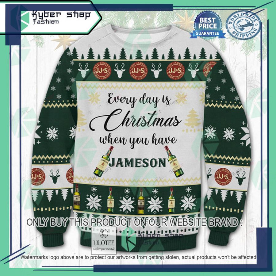 everyday is christmas when you have jameson irish whiskey ugly christmas sweater 1 27896