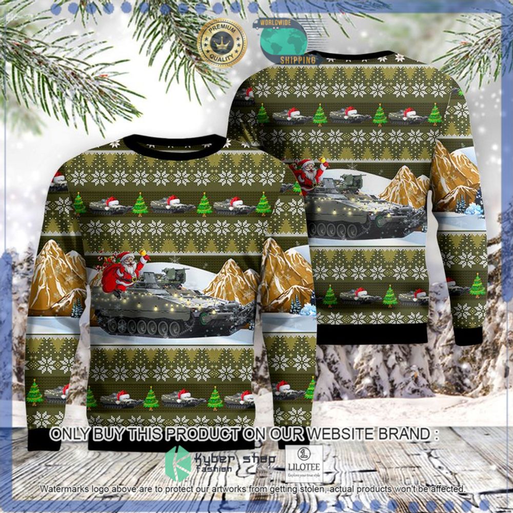 finnish army cv90 infantry fighting vehicles christmas sweater 1 12539
