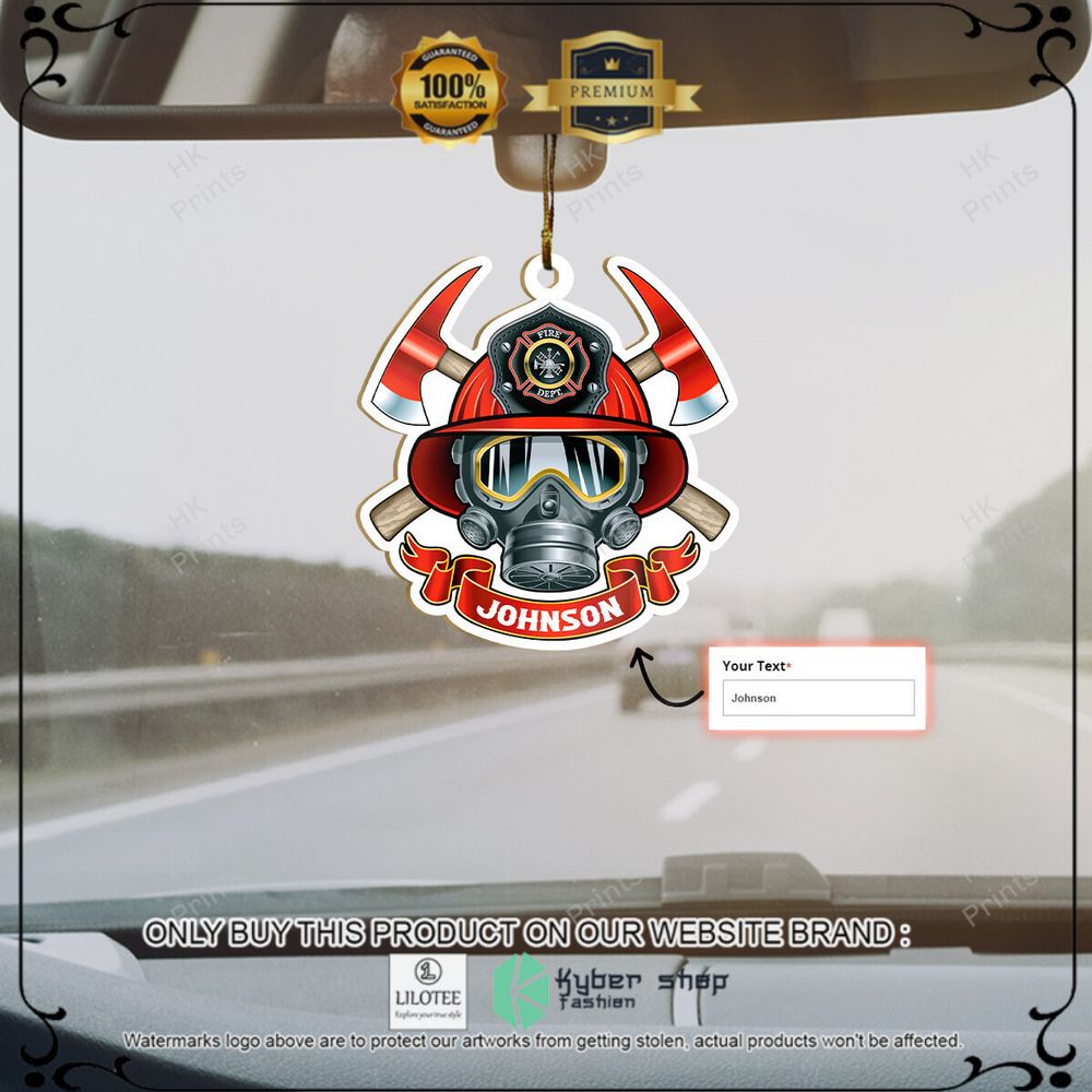 fire department mask logo your name christmas ornament 1 31388