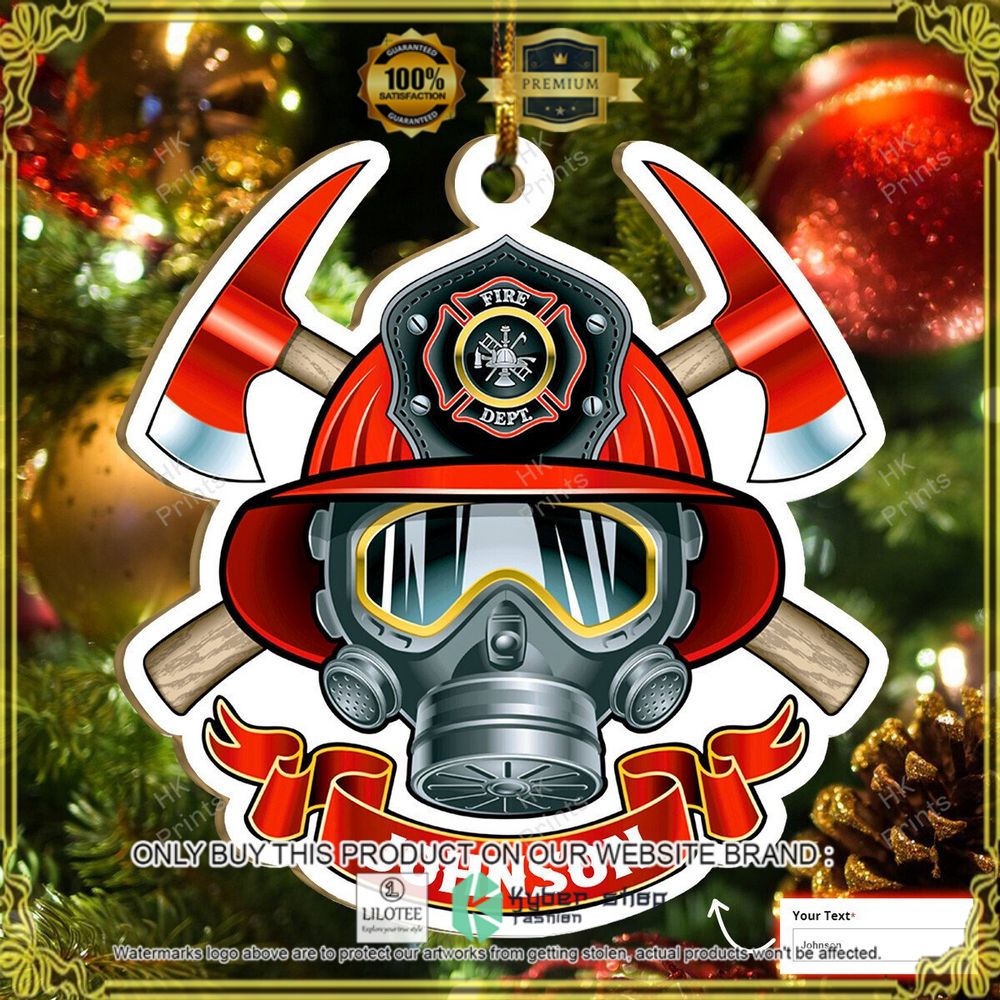 fire department mask logo your name christmas ornament 1 52623
