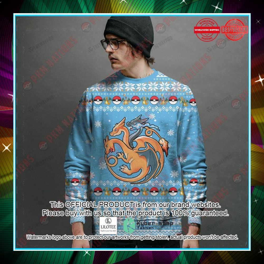 fire flying and dragon christmas sweater 2 861