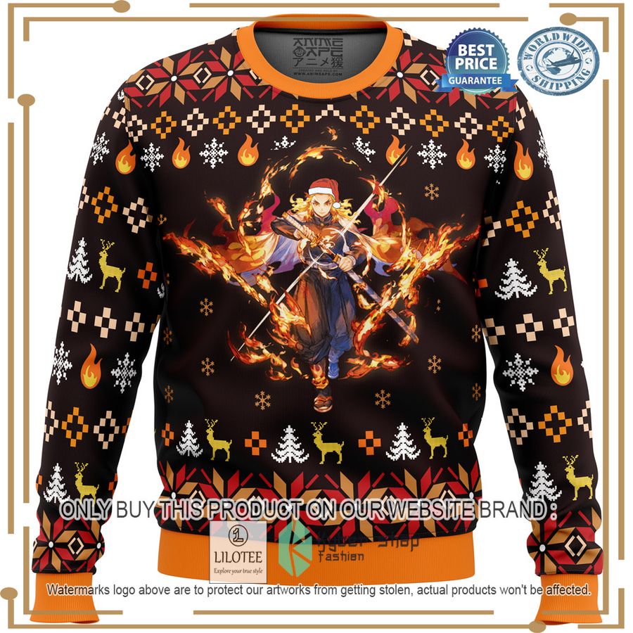 fire rengoku demon slayer christmas sweater 1 17502