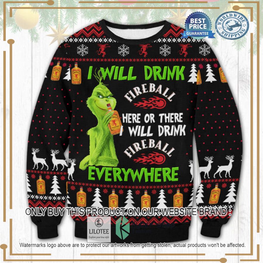 Fireball Grinch Ugly Christmas Sweater - LIMITED EDITION 2