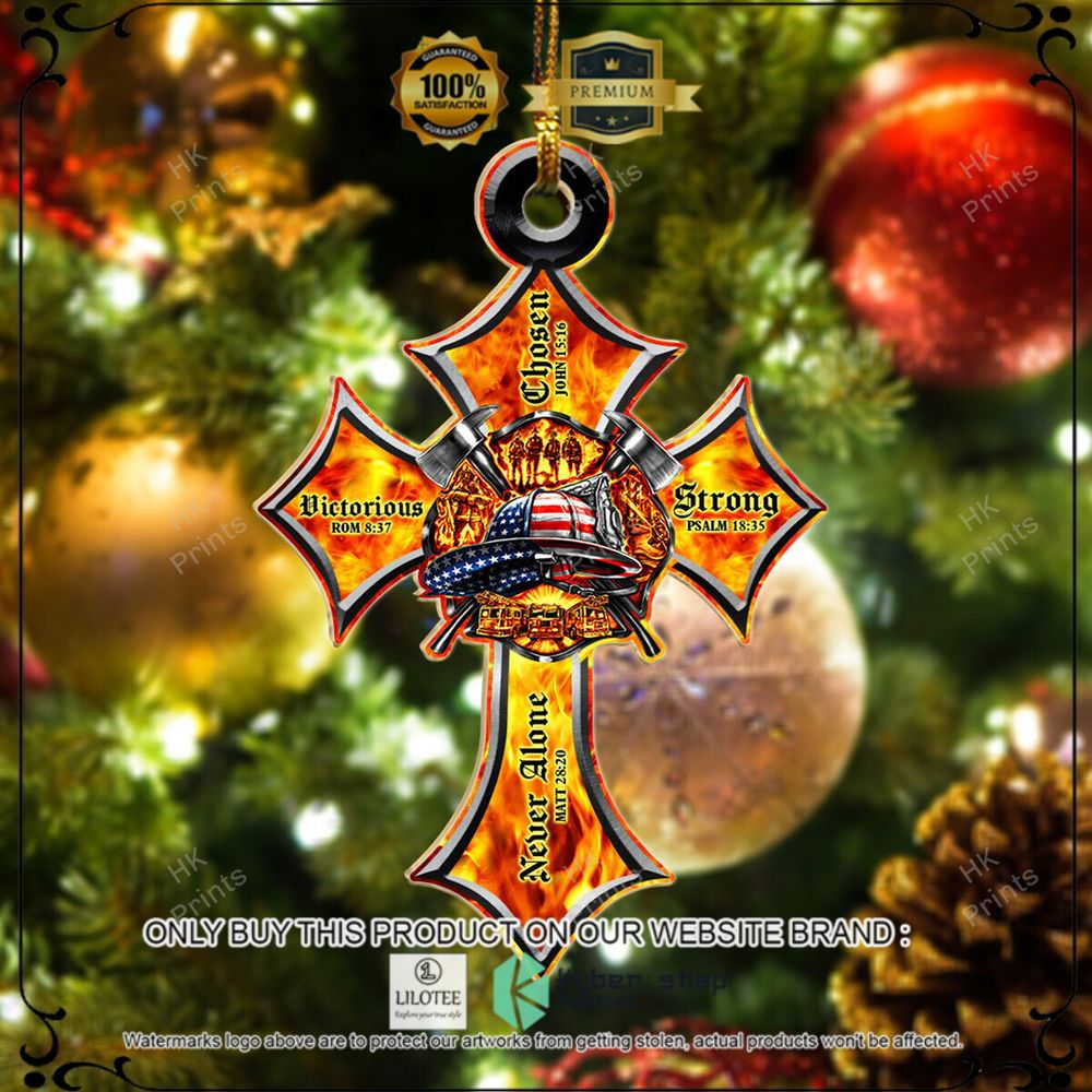firefighter god says you are cross christmas ornament 1 49603