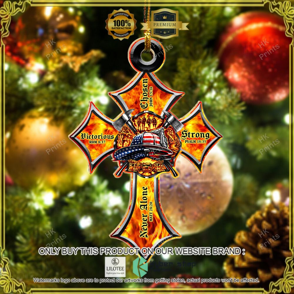 firefighter god says you are cross christmas ornament 1 6699