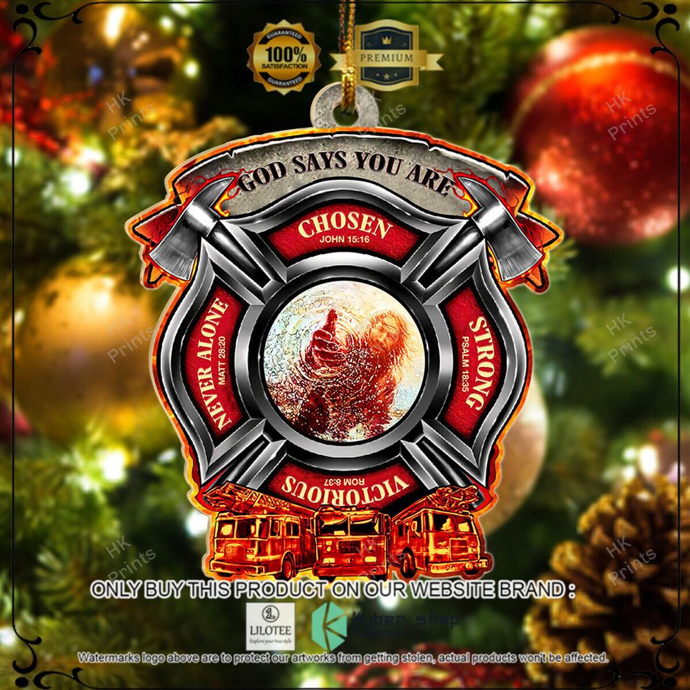firefighter god says you are red christmas ornament 1 51260