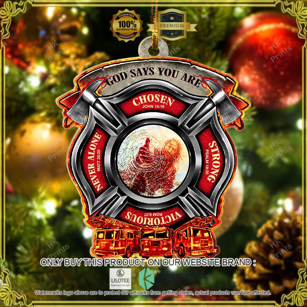 firefighter god says you are red christmas ornament 1 77744