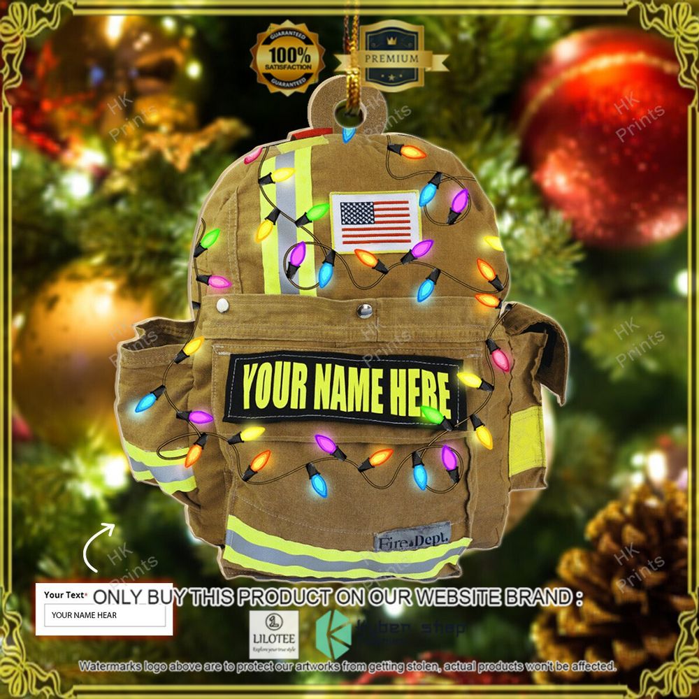 firefighter turnout bag your name christmas ornament 1 50178