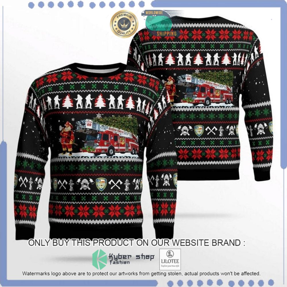 firefighter with santa christmas sweater 1 85230