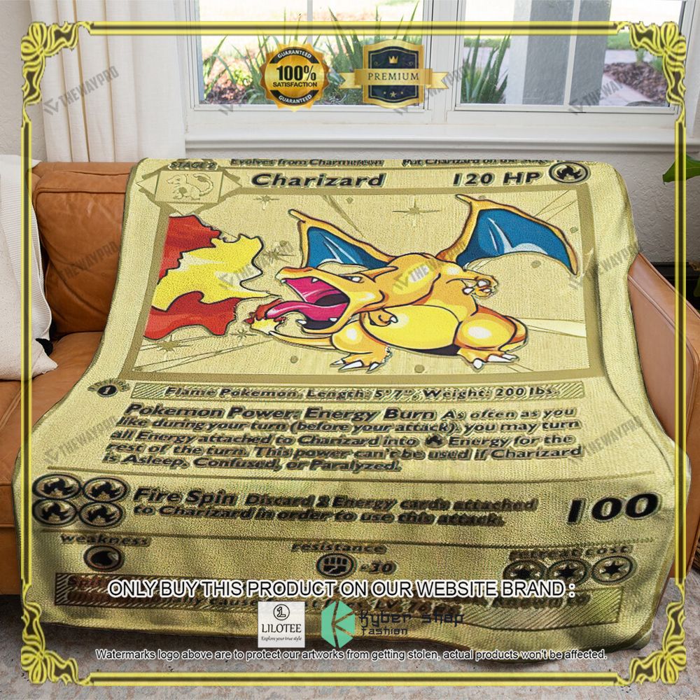 First Edition Charizard Gold Card Anime Pokemon Blanket - LIMITED EDITION 5