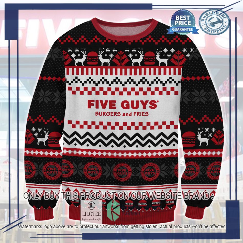 five guys burgers and fries ugly christmas sweater 1 37744