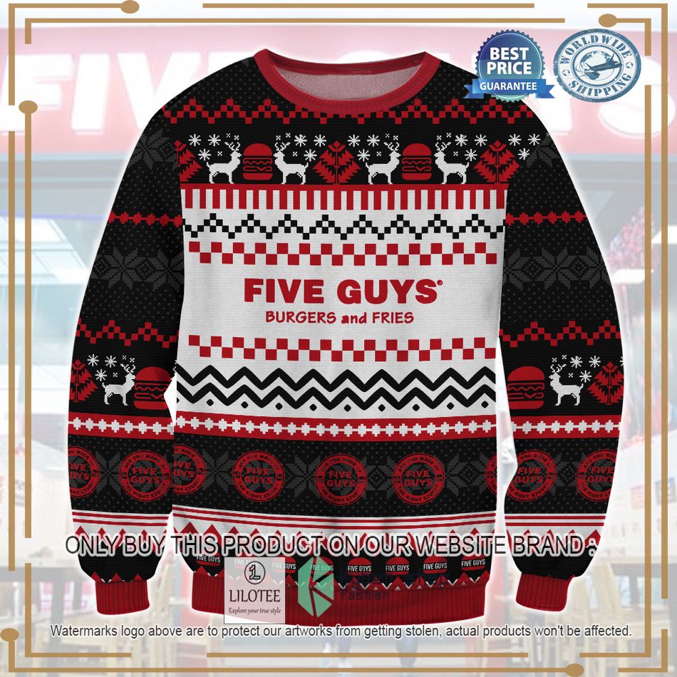 five guys burgers and fries ugly christmas sweater 1 65251