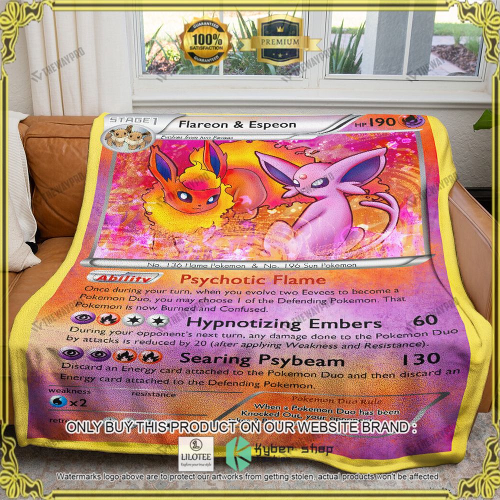 Flareon and Espeon Duo Card Custom Pokemon Soft Blanket - LIMITED EDITION 8